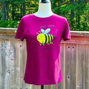 Pink Graphic Tee with Bee Design